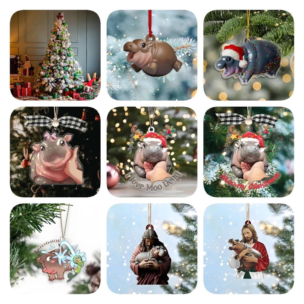 Очаровательный Бегемотик Му Му Рождественский Подарок И Милое Украшение на Елку для Праздничного Настроения