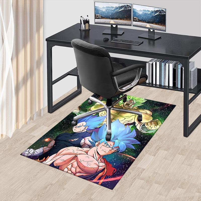 1pc Dragon Ball Super Saiyan Broly Vegeta Goku Chair Mat - Anime Cartoon Design Office Desk Pad, Non-Slip Carpet for Home Decor, Suitable for All Seas