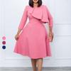 Women's Summer New Round Neck Solid Color Temperament Big Swing Dress