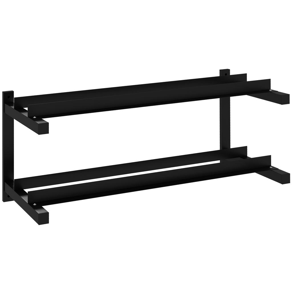 Wall Mounted Dumbbell Rack 2 Tier Weight Stand Space Saving And Multi Functional Steel Organiser For Home Gym Black