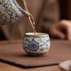 Ru Kiln Blue and White Pu'er Cup Teacup Single Ceramic Master Cup Personal Special Simple Tea Tasting Cup Kung Fu Tea Set
