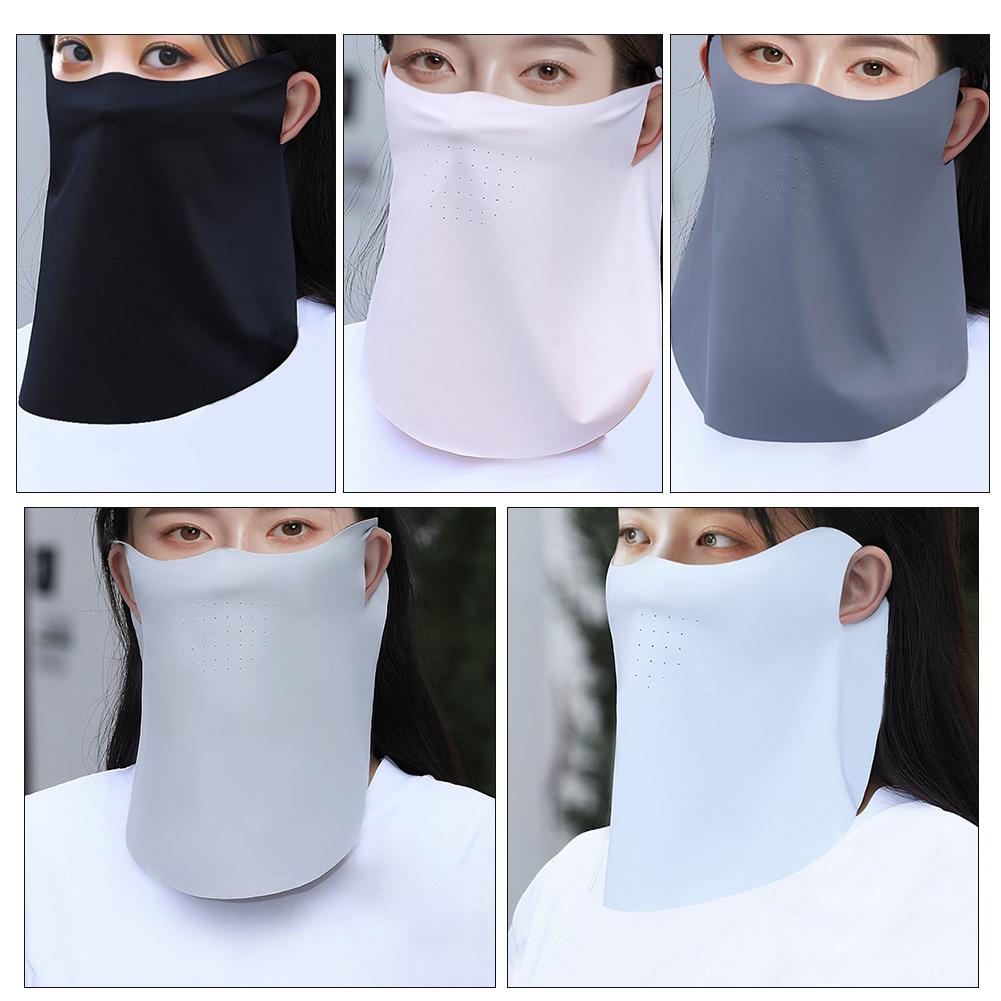 Летняя солнцезащитная маска из ледяного шелка, бесследная защита для лица, шеи, анти-УФ-лучей, дышащая маска для лица для езды на велосипеде, вождения, бега