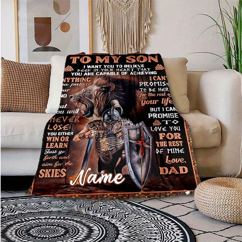 A Lion For My Son Customize Your Name Blanket Used For Chair Office Sofa Bed Camping Soft And Warm Giving Friends And Relatives Birthday Gifts