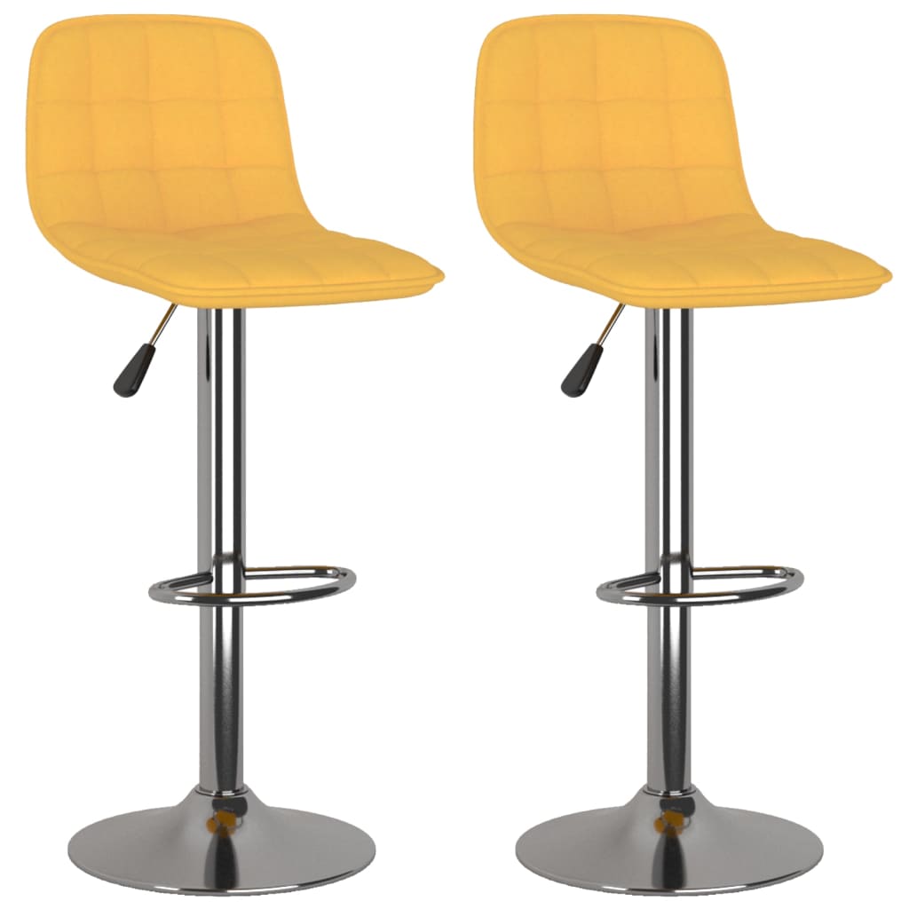 Bar Stool 2 pcs Yellow Fabric