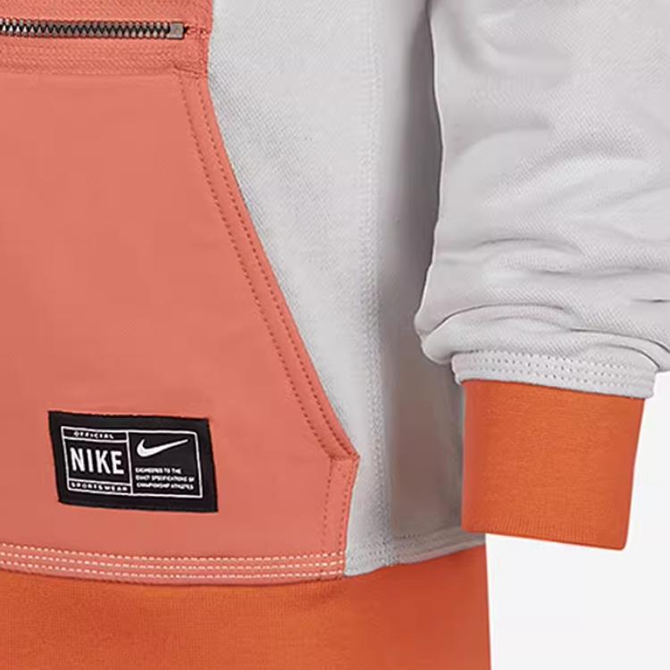 Nike Худи с принтом букв Детские топы Оранжевый Серый DD7236-902