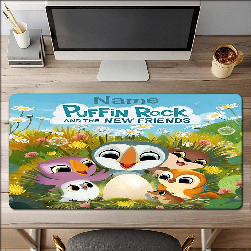 Custom Name Puffin Rock Theme Mouse Pad Non Slip Rubber Base Multifunctional Office Home Decor Perfect For Workspace Personalization