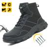 Men's High-Top Safety Work Boots Steel Toe Puncture-Proof Smash-Resistant Kevlar Lined Outdoor Shoes
