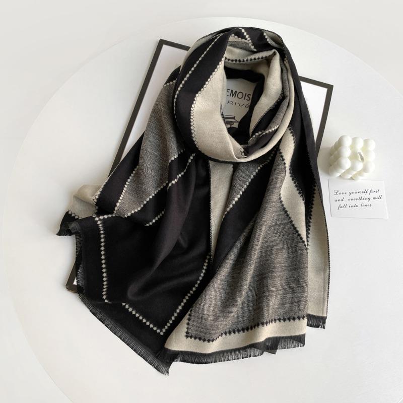 Scarf Women's Winter Imitation Cashmere Scarf High-end Sense Versatile Retro Long Shawl Warm Dual-purpose Scarf
