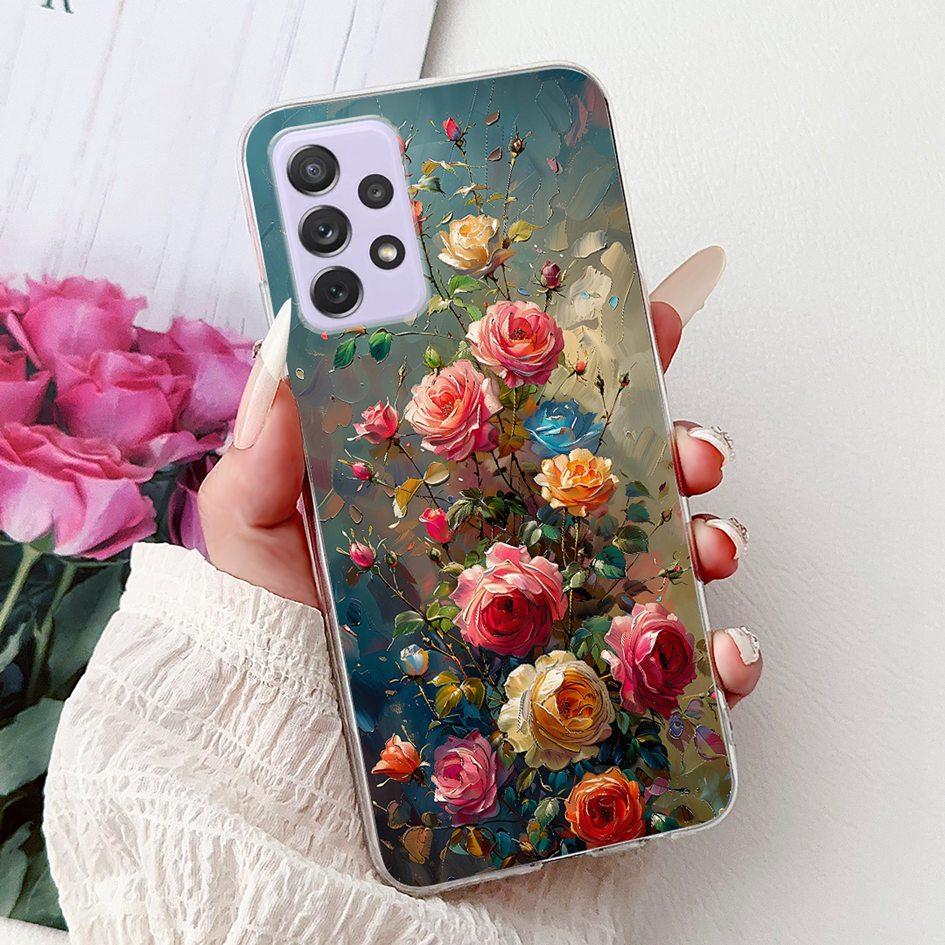 For Samsung Galaxy A52 A52s 5G Case SM-A526B SM-A528B Phone Cover Fashion Flower Soft Silicone Funda For Samsung A72 A 52 Bumper