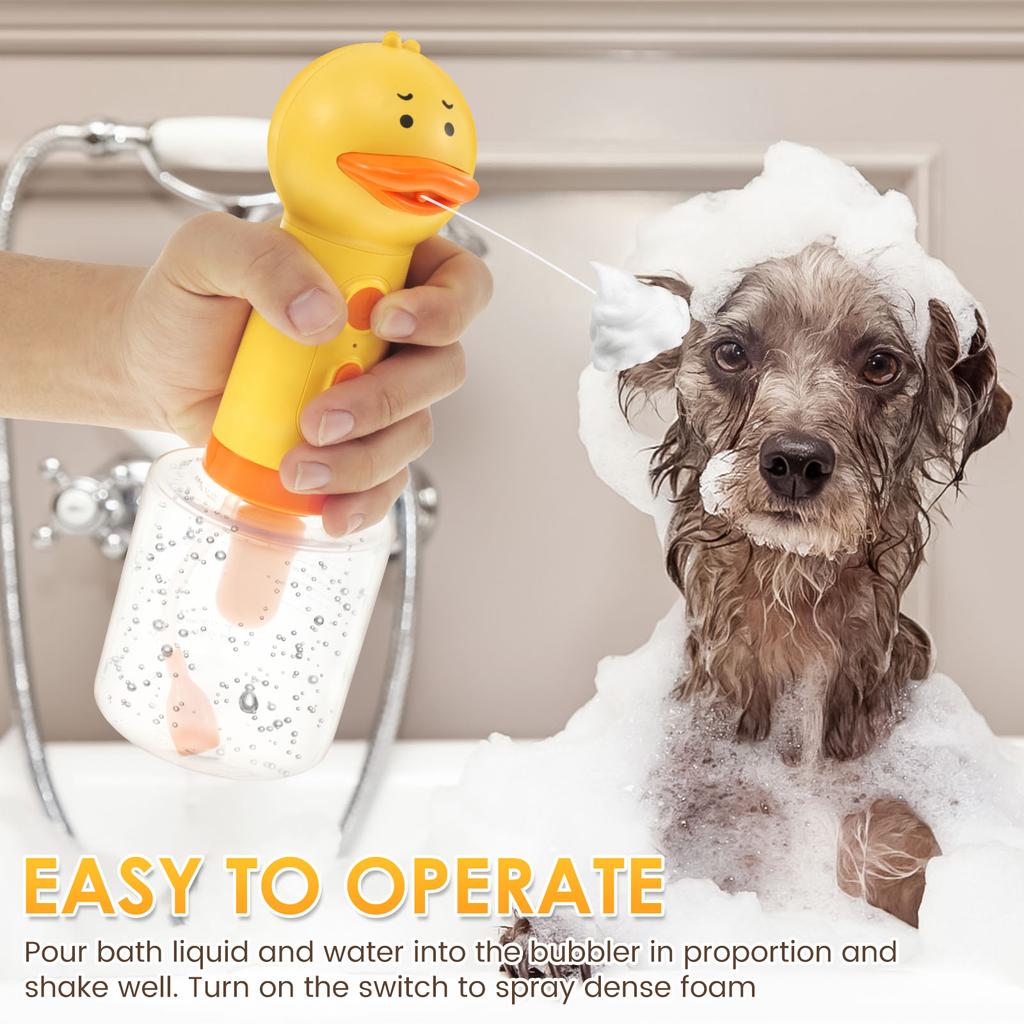 Dog Electric Shampoo Dispenser Duck Sprayer Foamer Pet Cleaning Bathing Cat Dog Shower Grooming Soap Dispenser