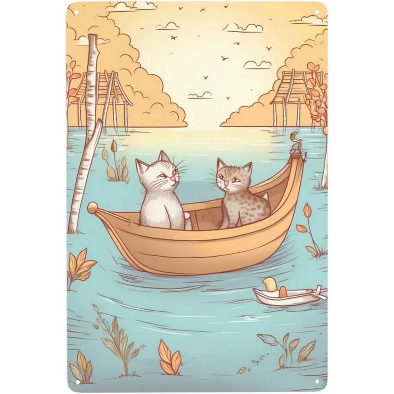 Винтажные кошачьи постеры Металлические жестяные таблички Набор-ПРОСТО ДЕВУШКА, КОТОРАЯ ЛЮБИТ КОШЕК-Декоративное настенное искусство для любителей кошек в доме, офисе или баре