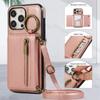 Crossbody Wallet Ring Zipper Leather Case for iPhone 16 15 14 13 12 11 Pro Max XS MAX Samsung S25 S24 S23 S22 S21 Ultra Plus FE A16 A56 A15 A55 A54