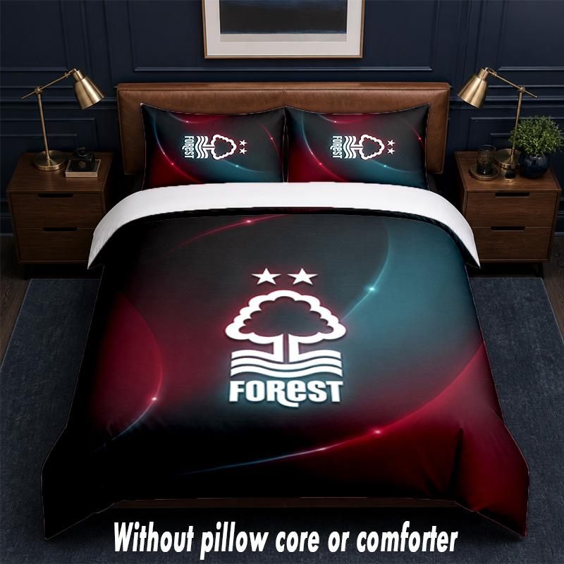 Nottingham Forest Football Design Bed Bedding Set 1 Duvet Cover + 2 Pillowcases Soft Breathable Household Bed Linens