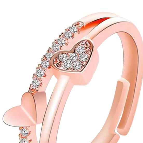 Женское открытое кольцо со стразами, регулируемое любовное полое, гладкое, романтическое, полированное в форме сердца, подарок на годовщину свадьбы
