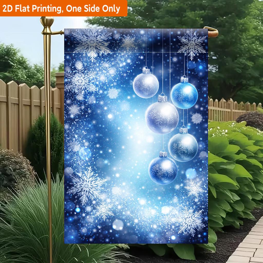 2D Flat, 2D Flat Printing Garden Flag 1pc, Winter Holiday Decorations Durable Single-Sided Print Yard Flag, Garden & Home Holiday Decoration, 29.97x44