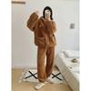 Winter Women's Suit Plus Velvet Thickened Hooded Beam Feet Casual Warmth High-value Pajamas Can Be Worn Outside At Home