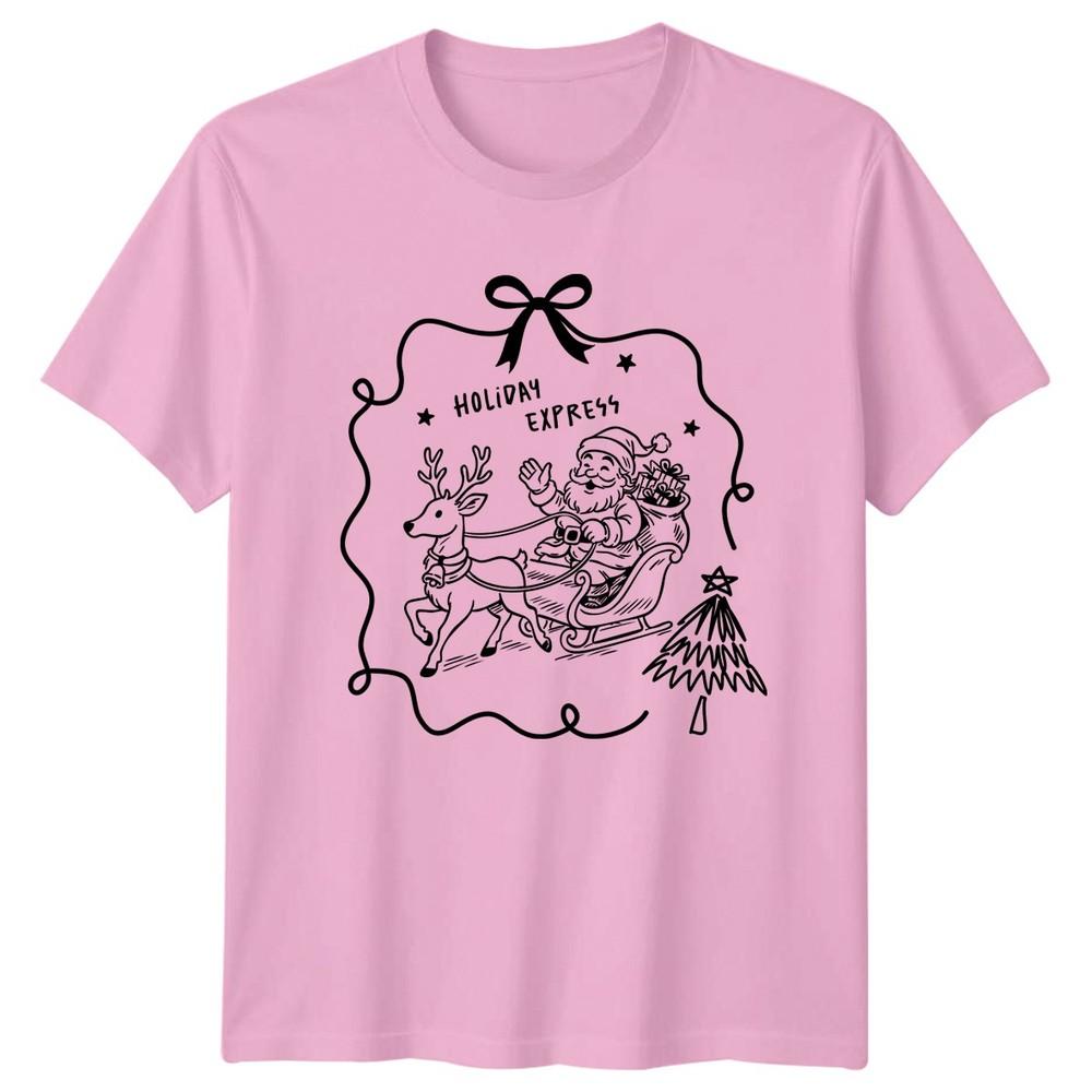 Holiday Express Christmas Santa Reindeer Sleigh Unisexs Unisexs Graphic Tee