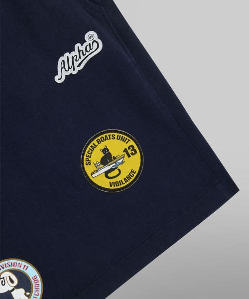 ALPHA INDUSTRIES Patched Jersey Shorts Replica Blue