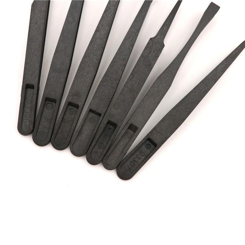 Набор из 7 пинцетов, антистатический инструмент для ремонта жесткого пластика, черный