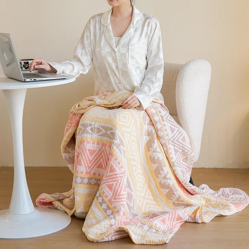 Летнее одеяло из 100% хлопковой марли, дышащее покрывало, жаккардовый плед, легкая кровать, одеяла и покрывала, не садятся