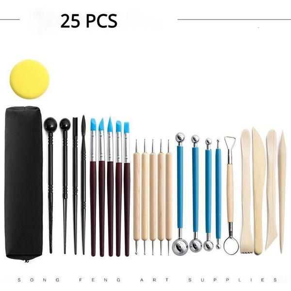 30 шт. Набор инструментов для керамики Набор инструментов для лепки из глины DIY Дрель Ручка для керамики Скульптура Резьба Скульптура Ремесло Набор инструментов для моделирования с деревянной ручкой для начинающих