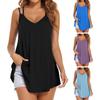 Women Casual Tank Tops V-neck Double Spaghetti Straps Vest Loose Fit Soft Comfortable Camisole