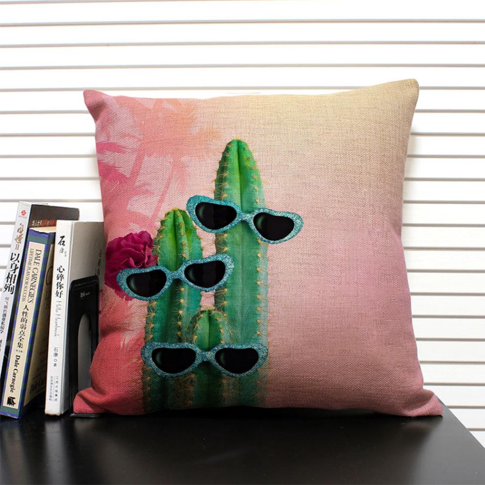 Tropical Plant Fruits Cushion Cover Cactus Pineapple Pattern Home Sofa Modern Art Decorative Pillow Case 45x45 Linen Pillowcase