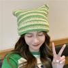 Little Devil Striped Knitted Wool Hat Female Cute Cat Ears Pointed Hat Pullover Ear Cap