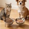 Large Capacity Stainless Steel Cat Bowl Anti-Tipping Double Water Bowls  for Kitten