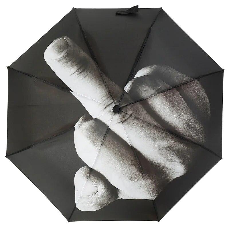 Funny Folding Umbrella Give a Middle Finger Pattern Umbrella Creative Gift For Man/Women