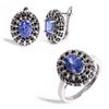 Natural Blue Tanzanite Ring Earrings Jewelry Set Real Gemstone Jewelry Precious Elegant Women Gift 925 Silver
