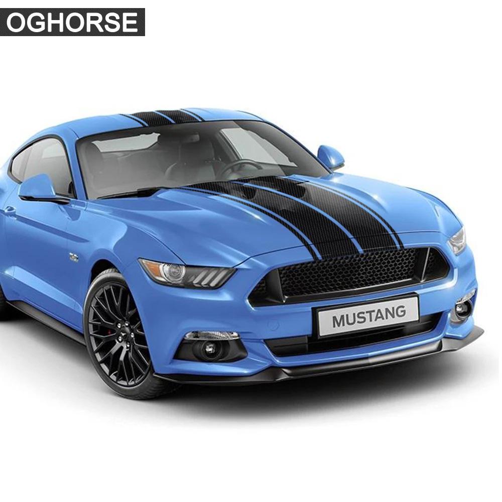 Наклейка на капот Ford Mustang с гоночными полосами