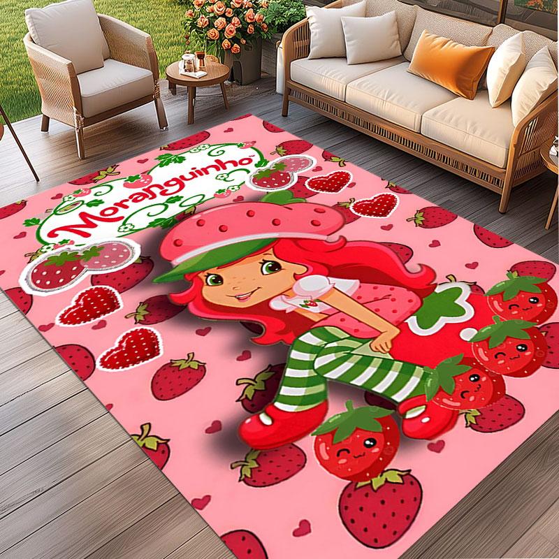 Strawberry Shortcake Print Rug, Washable Floor Carpet, For Entryway Dorm Laundry Room Office Study, Home Decor Birthday Christmas Gift