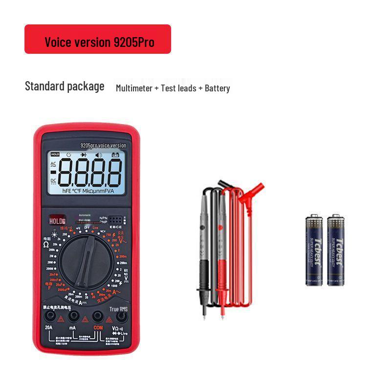 9205Pro+ High Precision Smart Multimeter with Voice Alerts for AC/DC Current, Voltage, and Capacitance Measurement