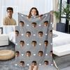 1pc Personalised Pet Flannel Blanket, Custom Photo Dog Blankets With Face Print, Warm Soft Dog Sleeping Mat Birthday Gifts, Grey