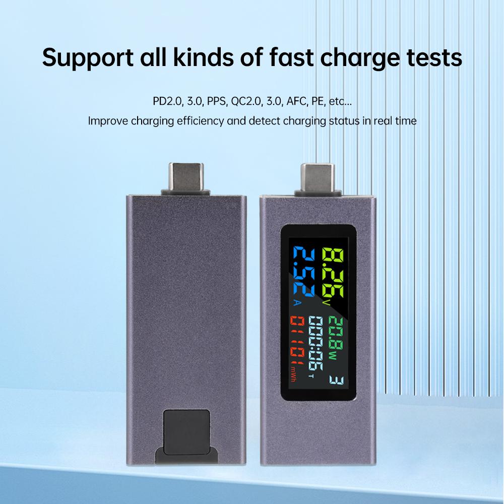 Type-C Colour Display Voltmeter Ammeter Power Meter Capacity Tester DC 4.5~50V 0-8A Real Time Detection Capacity Reset Zeroing