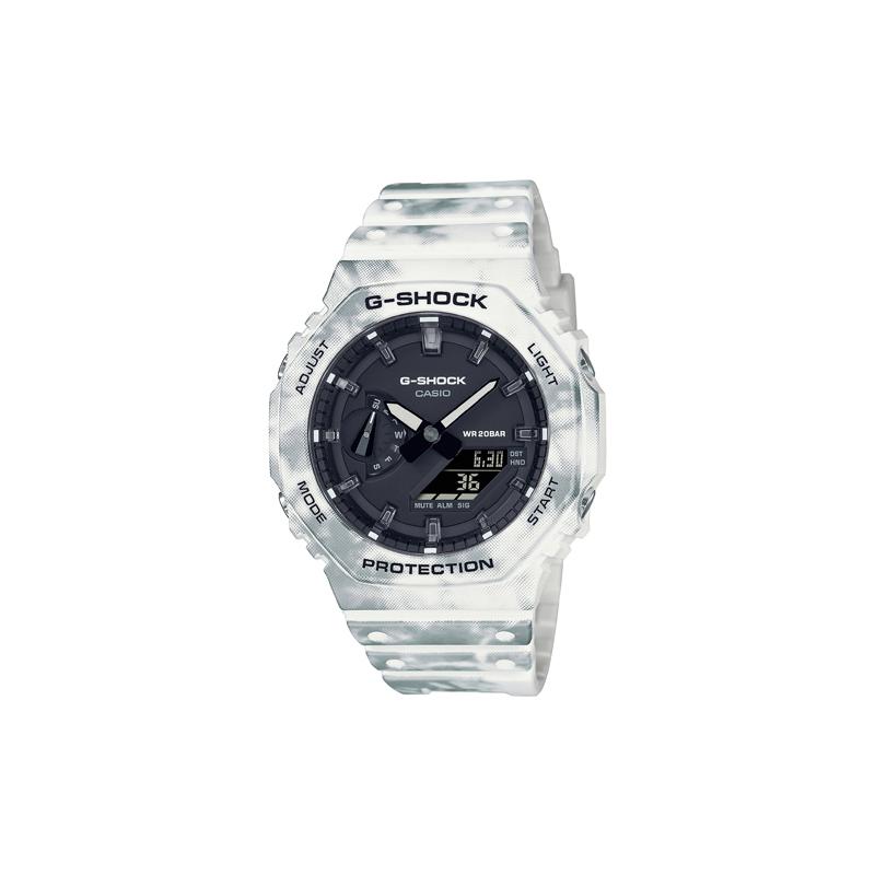 Casio Серия «Снежный камуфляж» Сменный ремешок Водонепроницаемые и ударопрочные Спортивные часы Кварцевый механизм Пластиковый ремешок Японские и GAE-2100GC-7APR