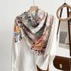 Spring and Autumn New Silk Flower Dill Large Silk Scarf Women's High Sense 100 Mulberry Silk Square Scarf Light Luxury Versatile Silk Shawl