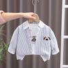 Children's Jacket 0-5 Years Old Boys Cartoon Dog Top Casual And Fashionable Striped Shirt for Boys Comfortable Clothes