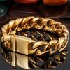 Роскошный мужской браслет из нержавеющей стали цвета золота, который никогда не тускнеет, с кубинским плетением, высоко полированный, модный мужской аксессуар в стиле хип-хоп