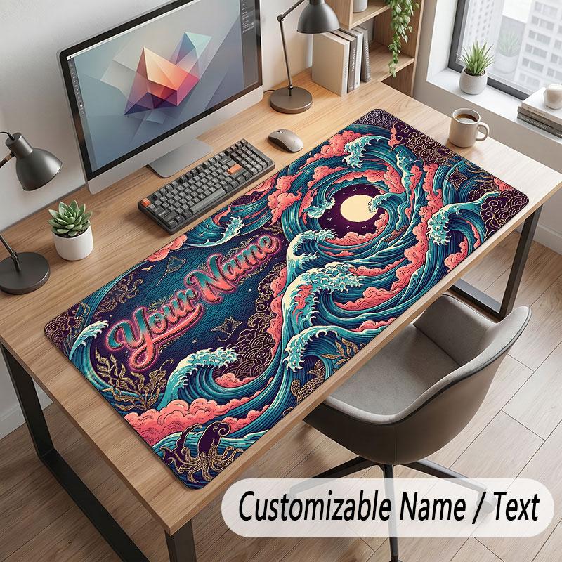 Octopus Sea Life Theme Customized Mouse Pad Personalized Print Name Text Desk Mat For Home Office Table Decor