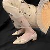Мода Мода Металл Кристалл Сращивание Женские Туфли-Лодочки Котенок Толстый Каблук Элегантная Вечеринка Женская Обувь Zapatos De Mujer