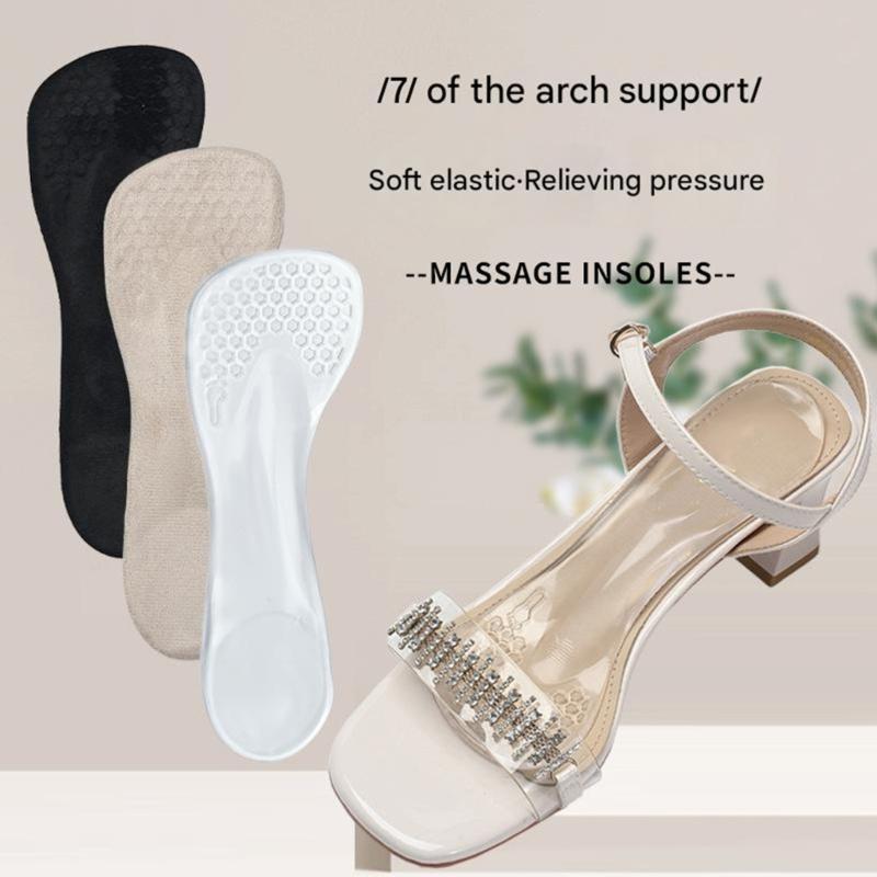 2 Pairs Women's Gels Cushion Insoles For High Heels With Arch Support And Antislip Design 3/4 Length Invisible Inserts