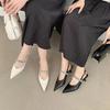 Темпераментные сандалии женские туфли на каблуке женские новые летние французские стразы острый носок тонкий каблук сумка голова открытая пятка