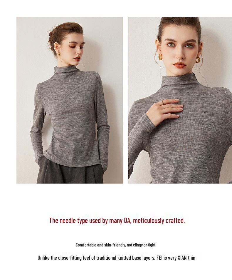 Women's Machine Washable Ultra-Fine Wool Base Layer: Half-High Neck, 2026 Autumn/Winter Thin Knit Sweater