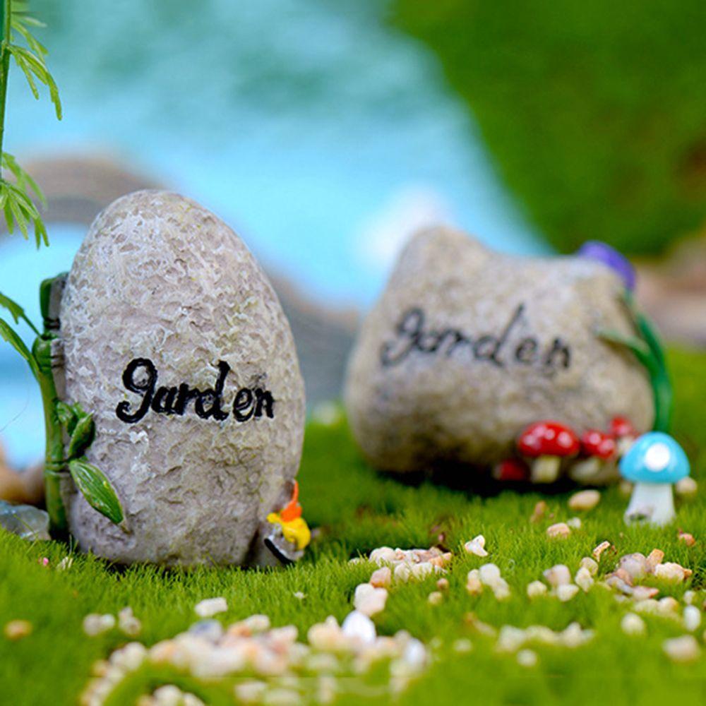 Succulents Bonsai Simulation Stone Signpost Welcome Stake Figurine Fairy Garden Mini Road Sign
