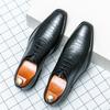 Gentleman Stylish Pointed Oxford Men Brown Shoes Thick Soled Office Wedding Party Best Man Shoes Crocodile Texture Leather Shoe