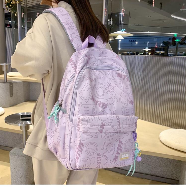 New Cute Doodle Street Boys Girls Backpack College Bag Outdoor Casual Fashion Sports Rucksack Men Women