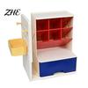Desktop Makeup Brush Holder Pen Organizer with Retractable Bookends And Pegboard, Multi-Functional Angled School Supply Management Tray Holder,