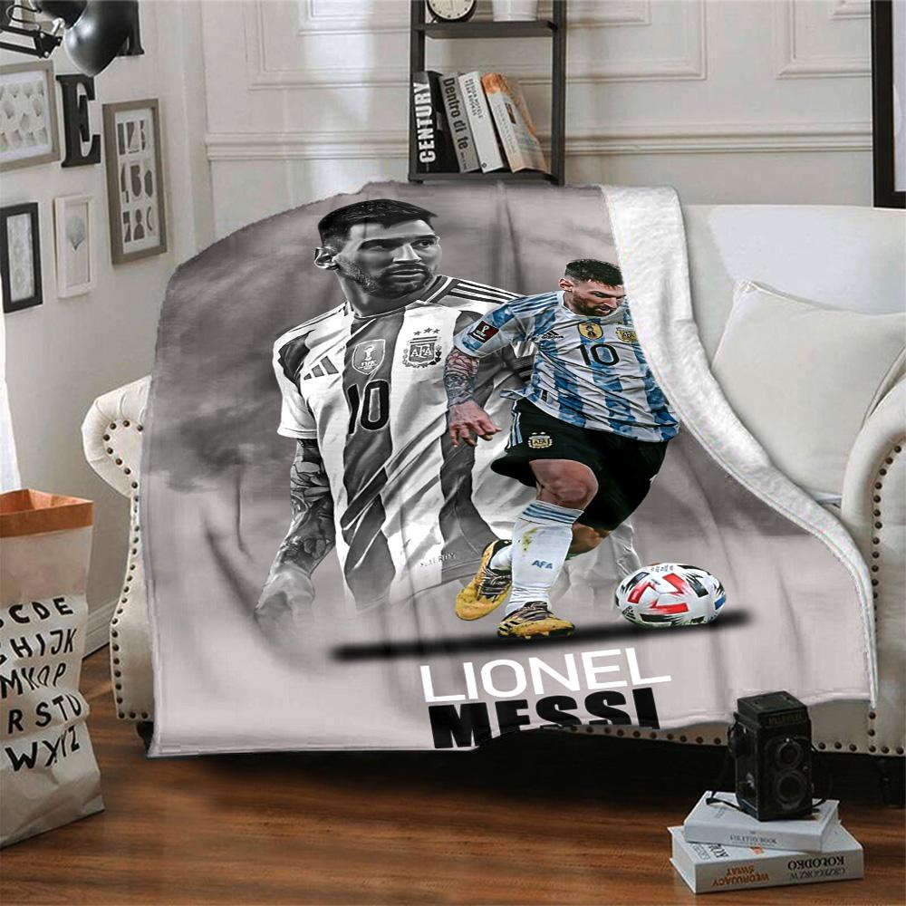 Football Messi Blanket Warmthful Decor Suitable for Couch Livingroom Chair All-Season Use Playful Design Perfect Gift for Relatives and Friends